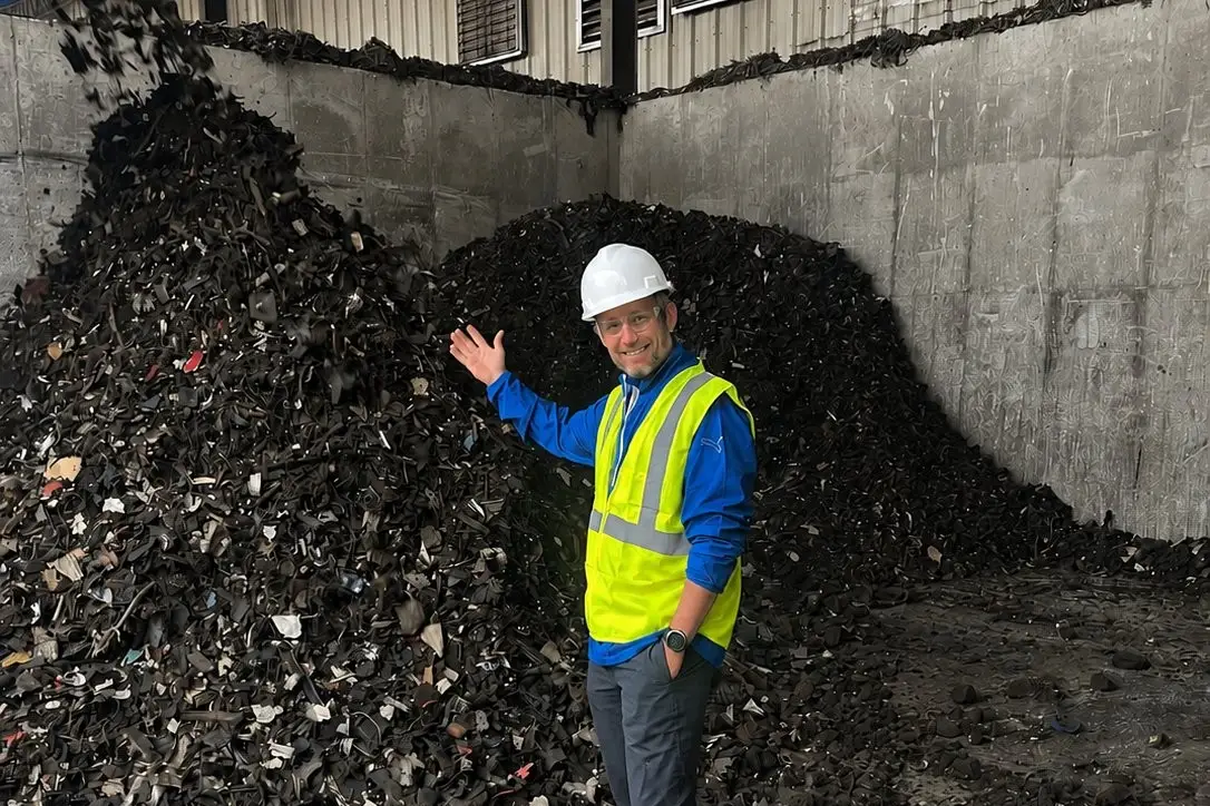 Brandon Shaw with ASR recycled material